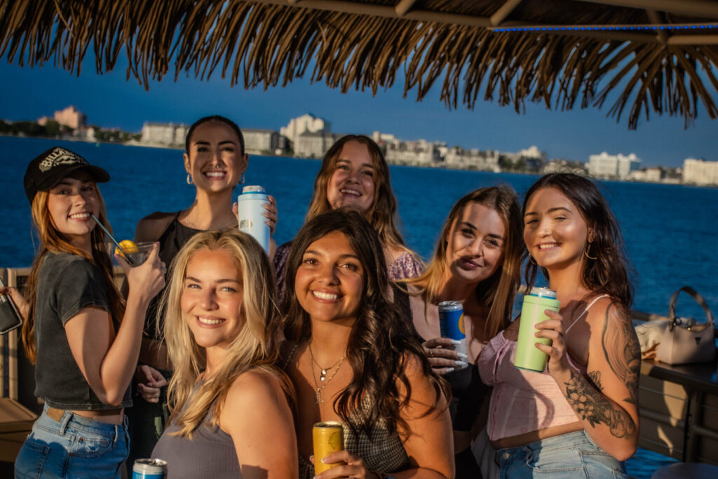 group of girls on the tiki boat