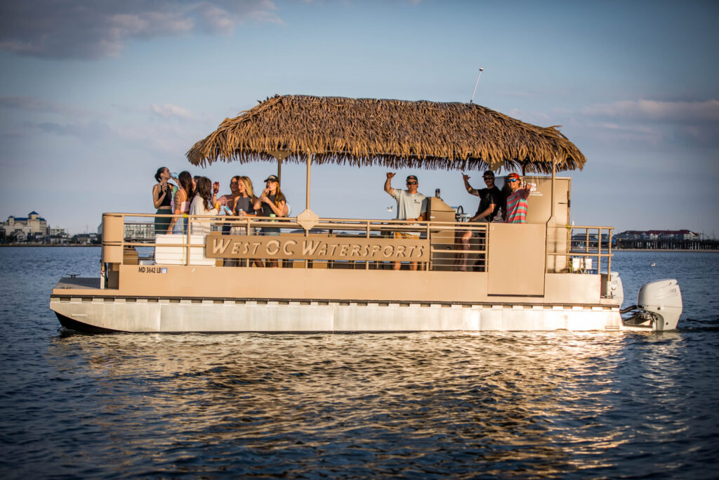 Tiki Barge with guests onboard